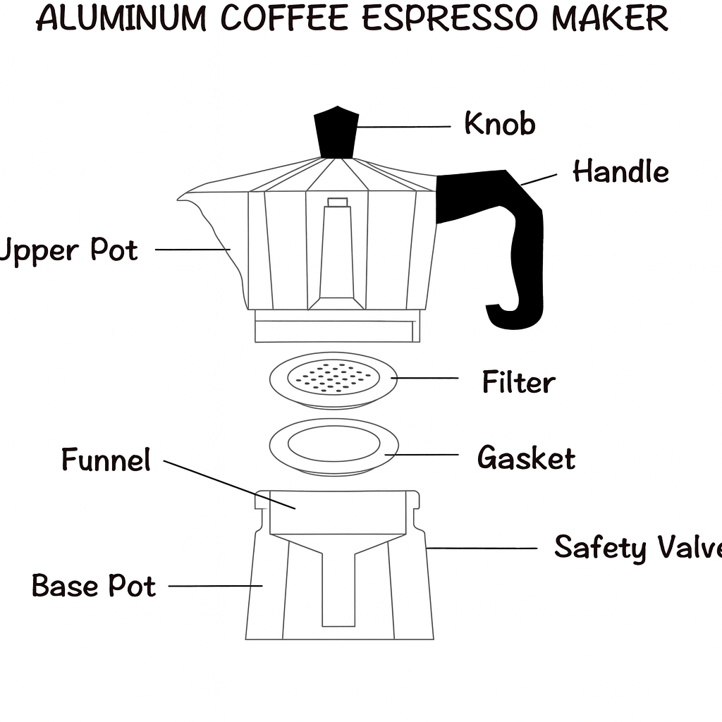 Classic Aluminum Espresso Maker: Stovetop Moka Pot- 4 Sizes!
