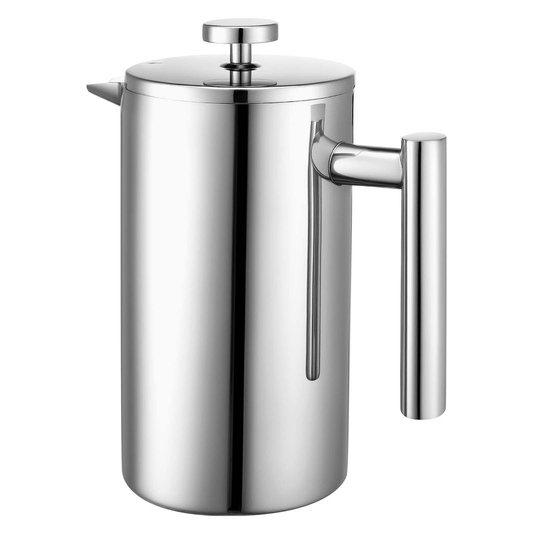 French Press Coffee Maker 34 oz Stainless Steel French Coffee Press Silver